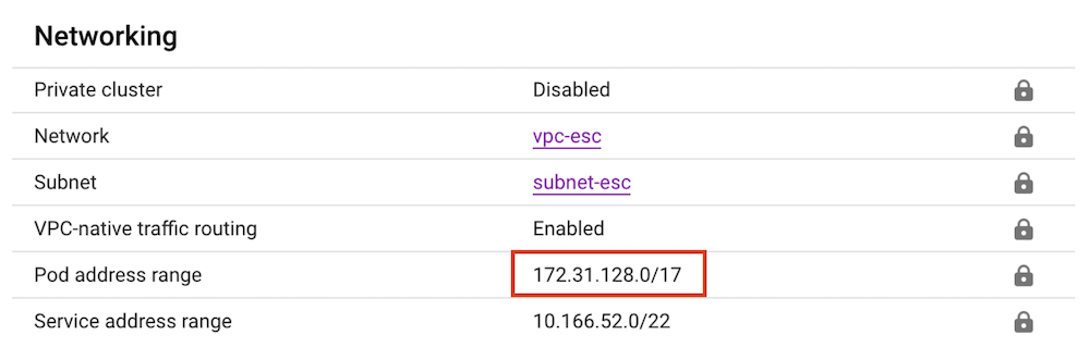 GKE network settings